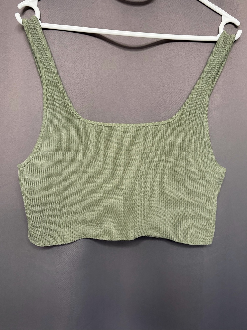 Babaton Aritzia Ribbed Sculpt Knit Green Cropped Top | Size L